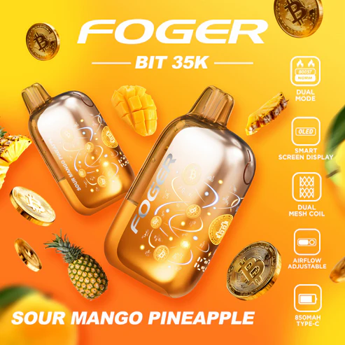 foger vape mango Sour Pineapple – Foger Bit 35K Puffs Airbar Box:Blue Razz Ice Pod Mod Vape Kits Vuse eLiquids - Tobacco